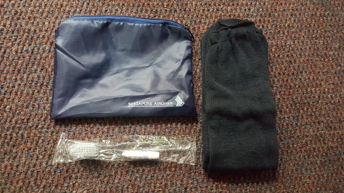 Singapore Airlines amenity kit.