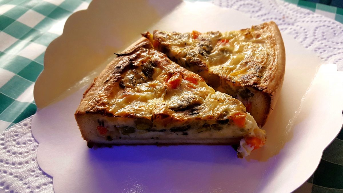 Vegetable quiche at the Brussels Christmas markets.