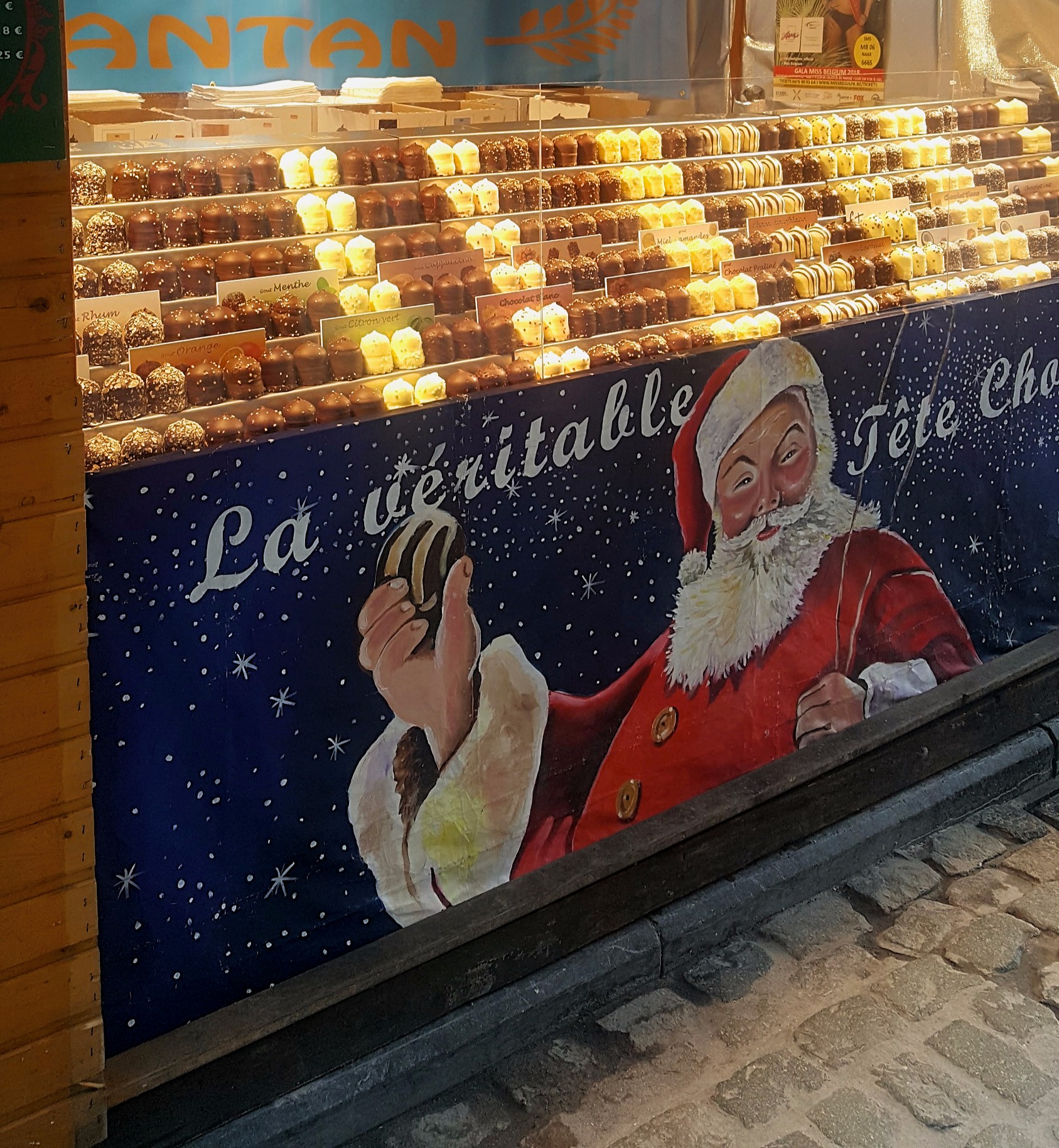 Chocolate covered marshmallows or Tete de Choco at the Brussels Christmas markets.