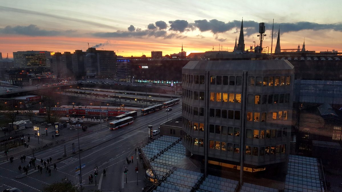 View over Hamburg from the Generator Hostel.