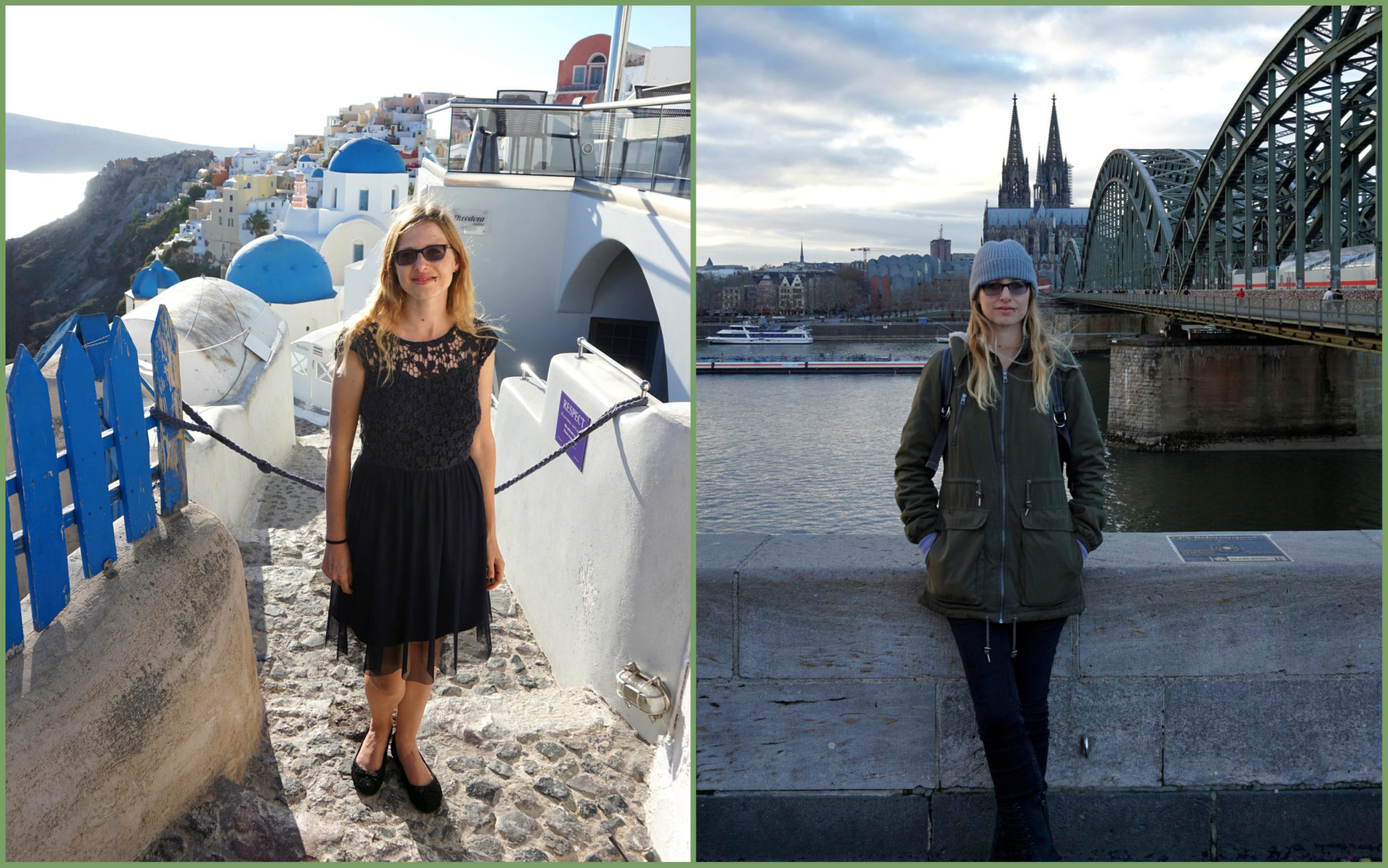 Sonja Faul in Santorini and Cologne.