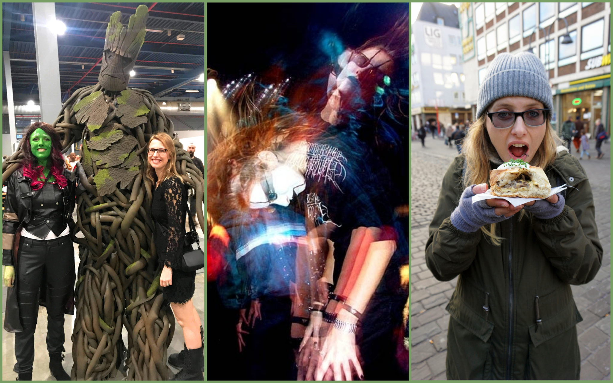 Me being a total geek, headbanging and eating.