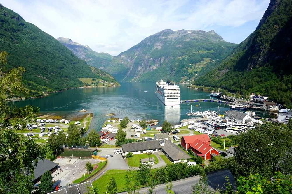 The MSC Poesia in Geiranger, Norway.