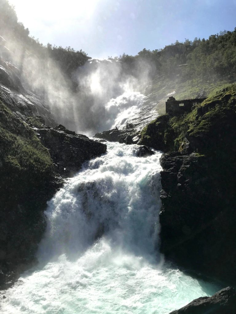 The majestic Kjosfossen waterfalls.